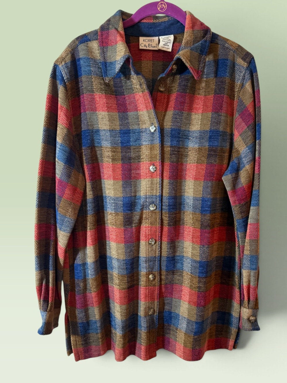 Koret Red, Blue & Brown Plaid Casual Button-Down Shirt